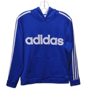 Adidas Boys Royal Blue LS Kangaroo Warming Hand Pocket Pullover Hoodie
